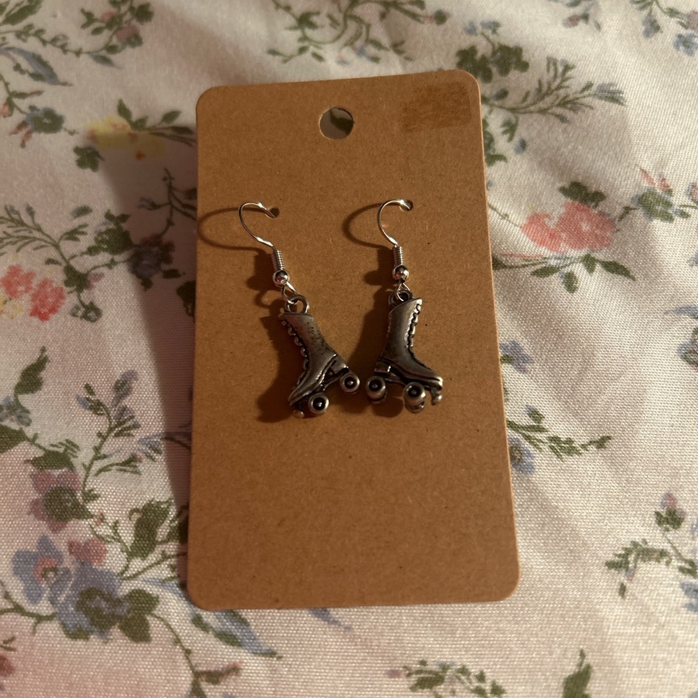 Silver Roller Skate Earrings